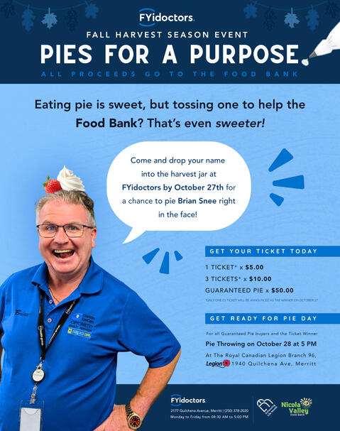 Poster for a fundraising event benefiting the Nicola Valley Food Bank, organized by FYi Doctors.